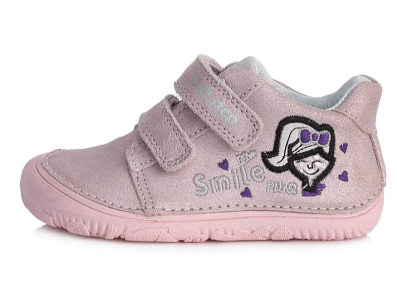 D.D.step girls barefoot leather shoes /Metallic Pink S073-395AM /HEART DETAILS
