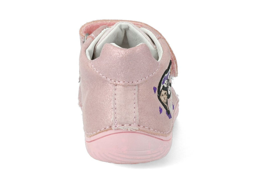 D.D.step girls barefoot leather shoes /Metallic Pink S073-395AM /HEART DETAILS
