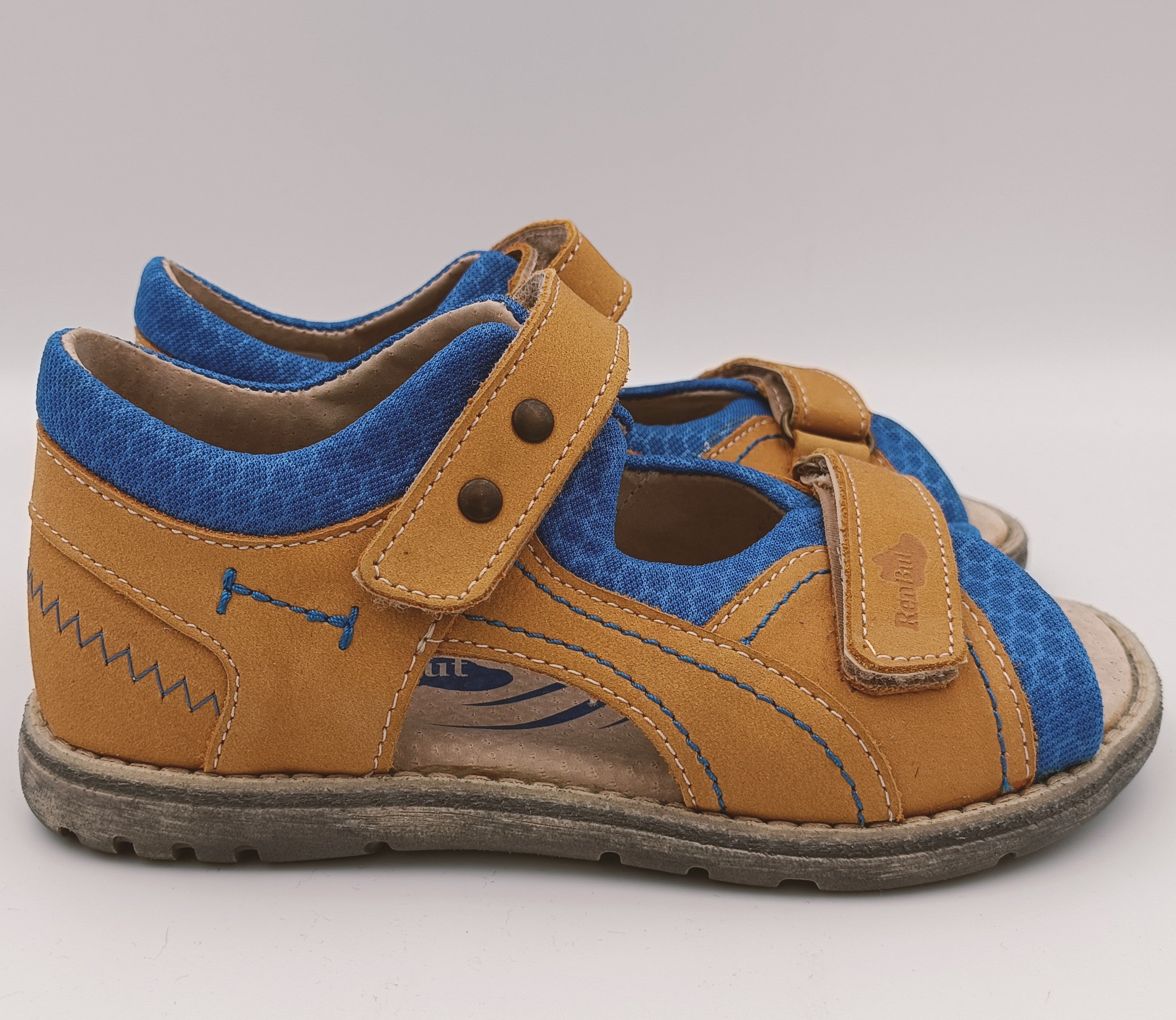 RenBut Boys leather sandals in Honey/Blue_3826.jpg