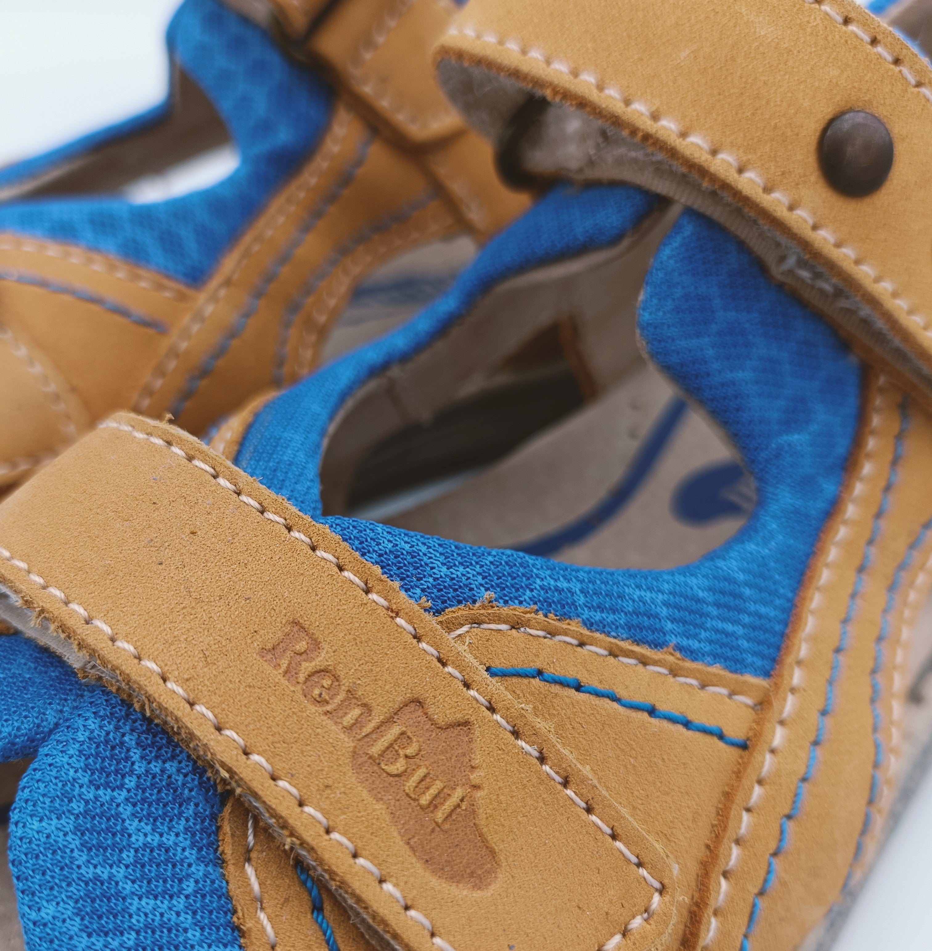 RenBut Boys leather sandals in Honey/Blue_3827.jpg