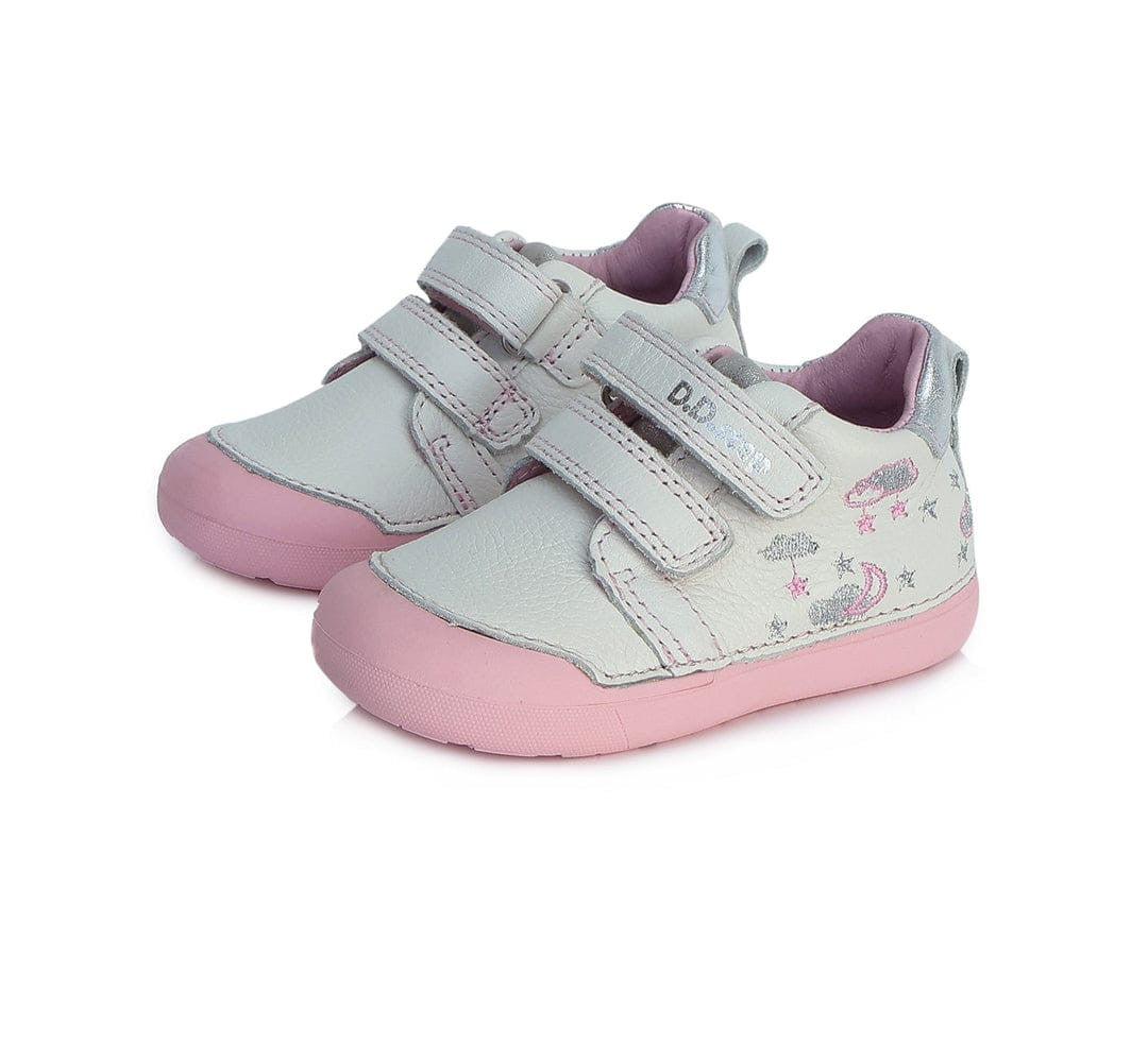 D.D.step leather girls shoes white,  clouds detail S066-383_338.jpg