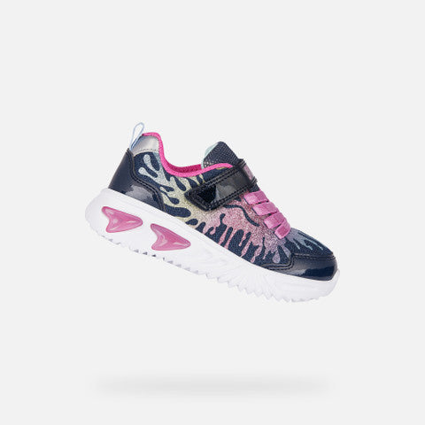 GEOX Assister Junior Girl s navy runners with lights Healthy Steps