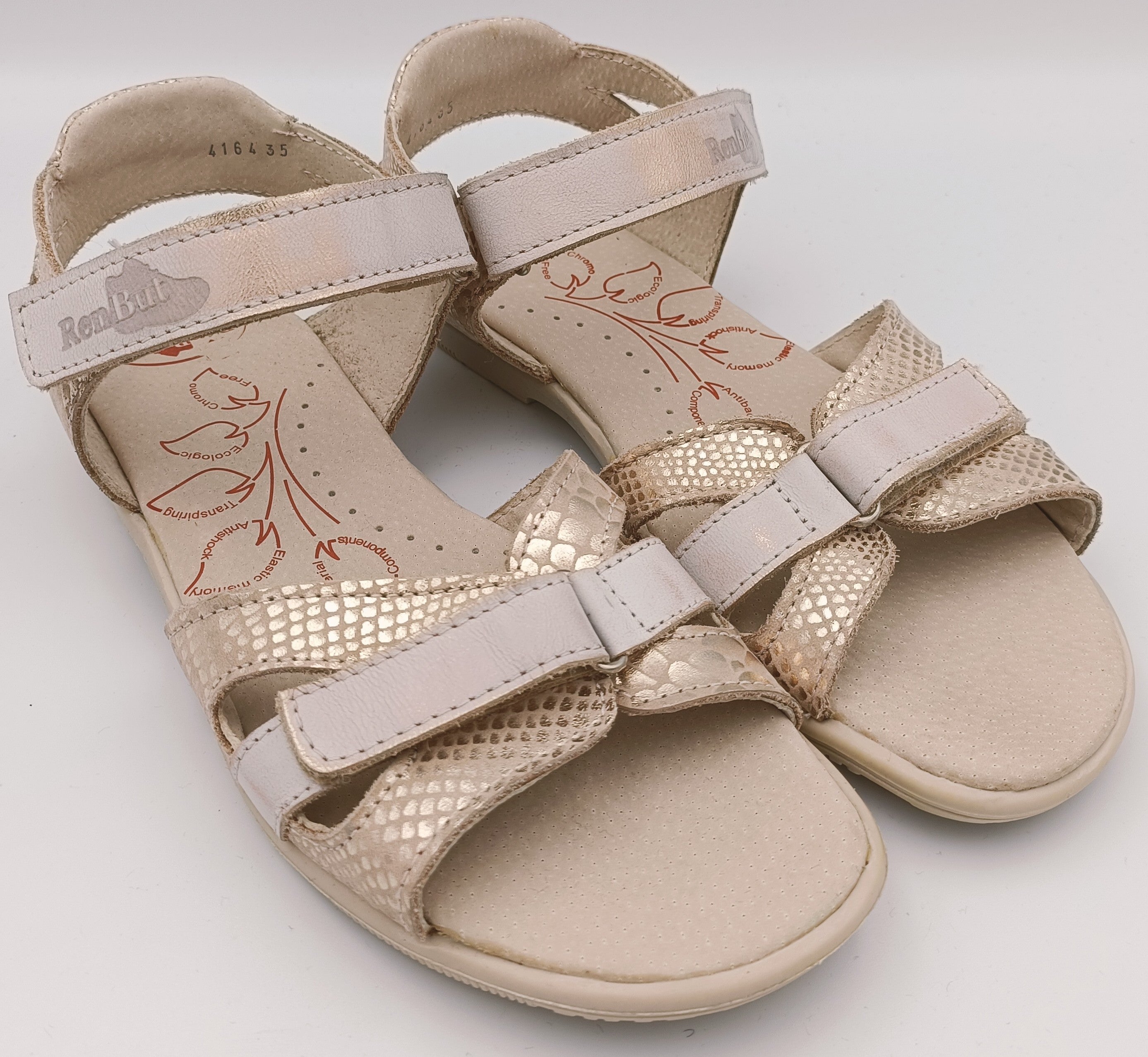 RenBut Girls leather sandals in Beige/ Golden_3847.jpg