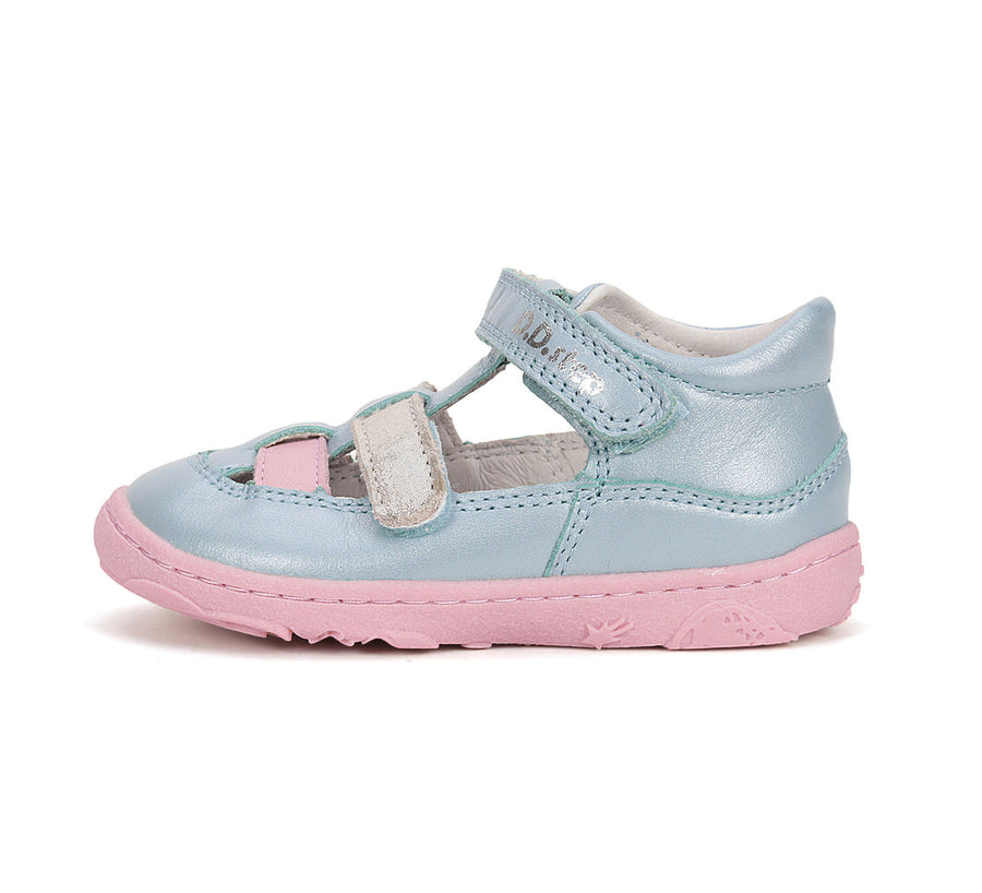 D.D.step girls barefoot leather sandals/Sky Blue H077-51332B