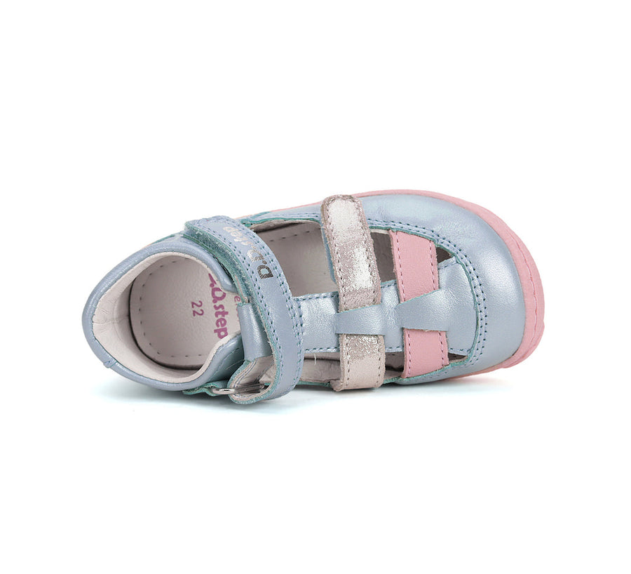 D.D.step girls barefoot leather sandals/Sky Blue H077-51332B