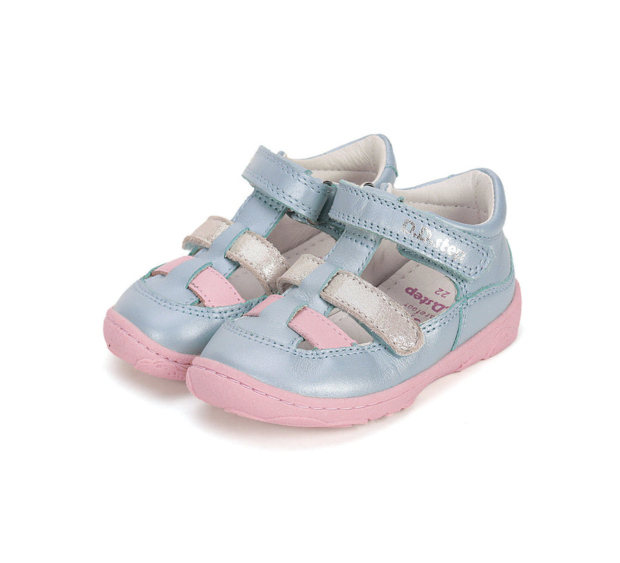 D.D.step girls barefoot leather sandals/Sky Blue H077-51332B