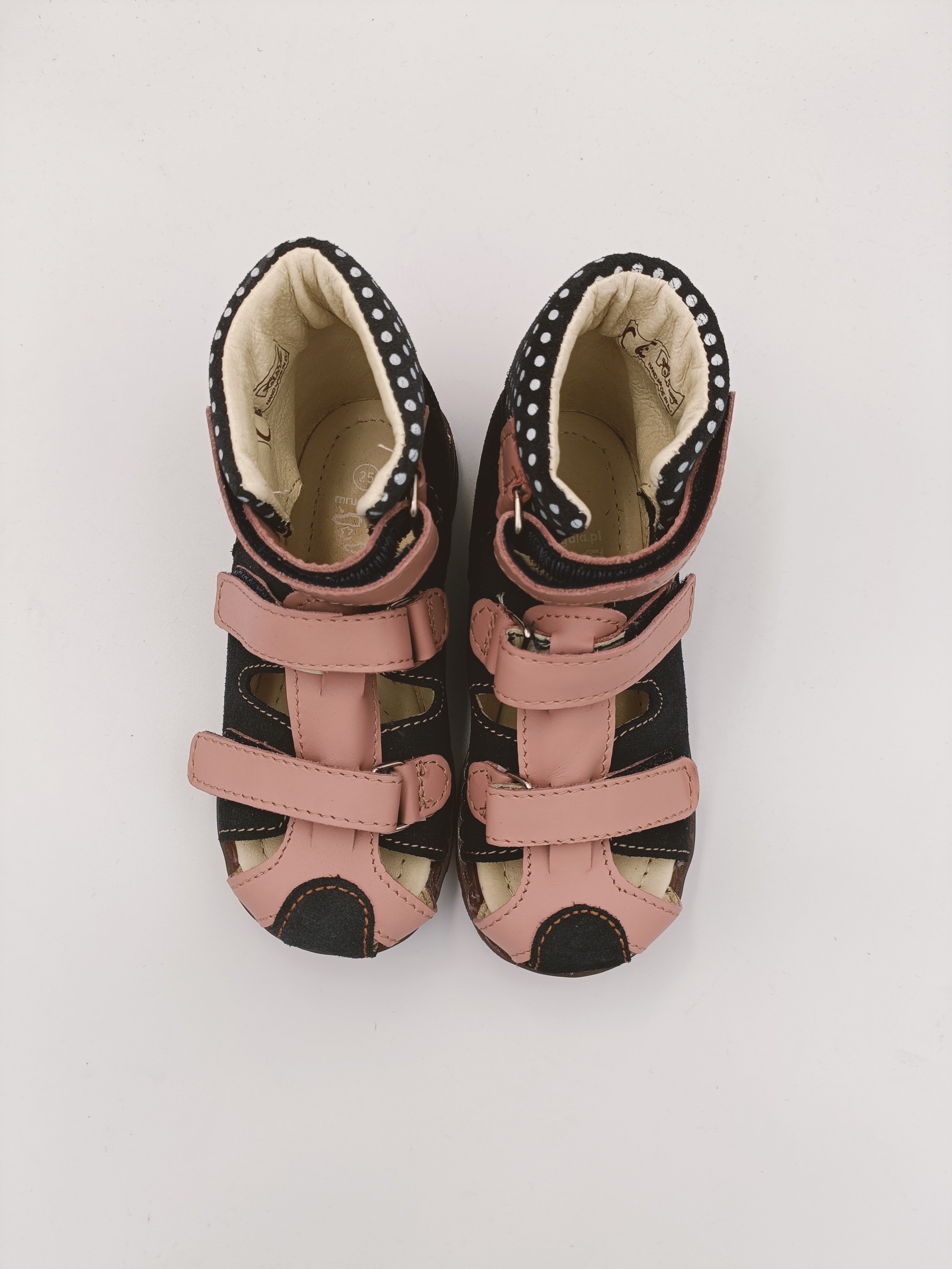 Mrugala PORTO girls orthopedic sandals, colour navy, pink straps