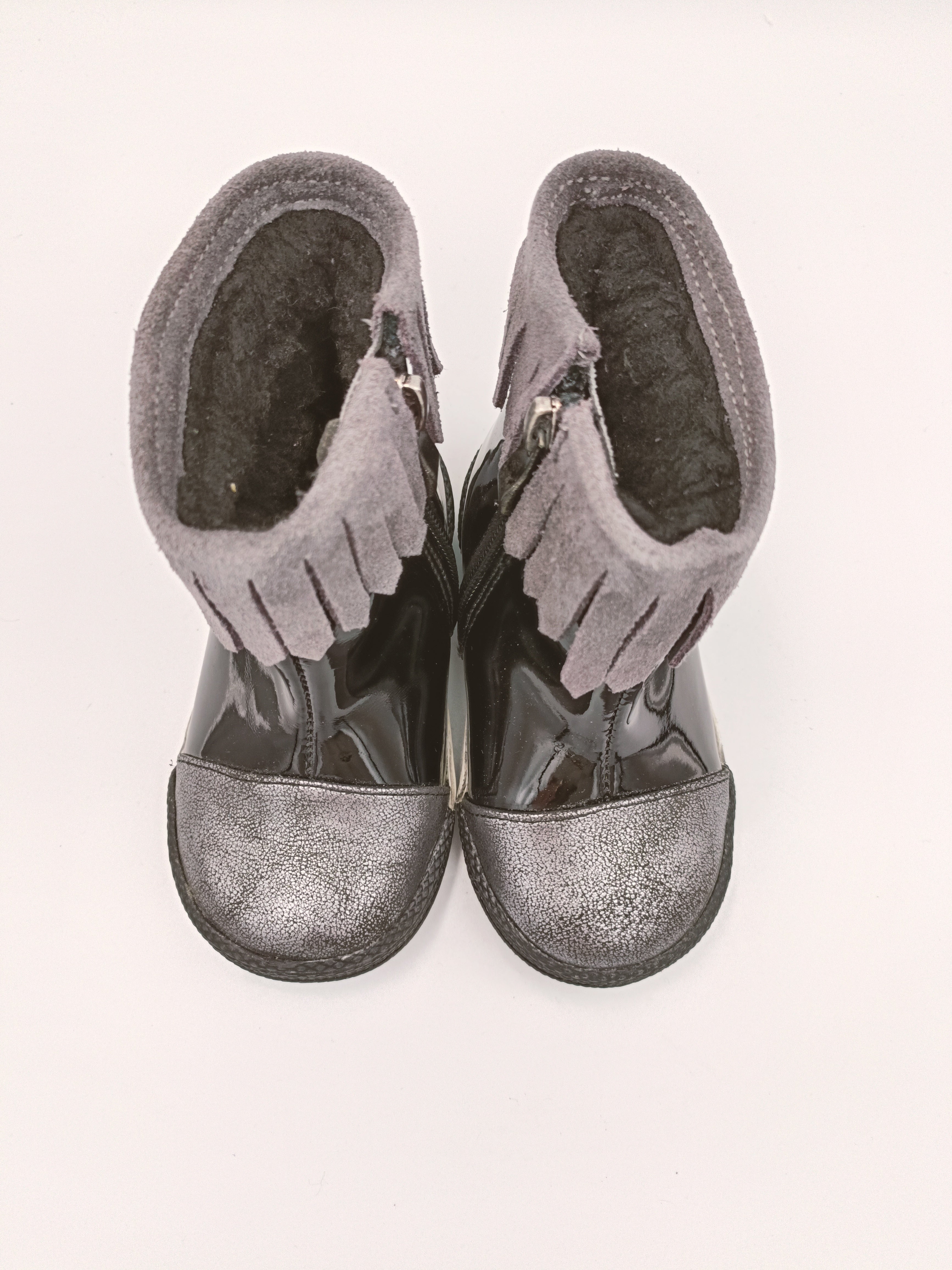 Kornecki girls winter boots with zip, colour black - silver /fur inside