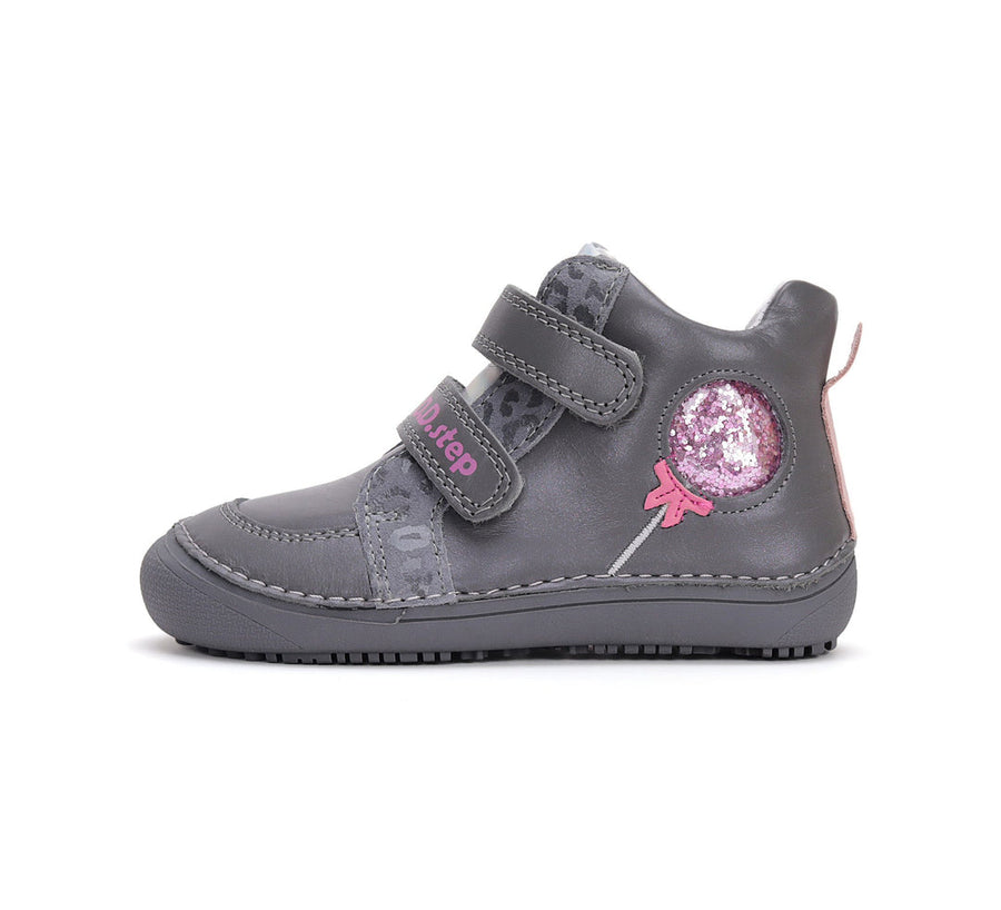 D.D.step girls leather/ barefoot boots /water repellence/ Dark Grey A063-42804A