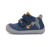 D.D.step boys / first steps/leather shoes with Dragon detail in Bermuda Blue (S073-51696A)