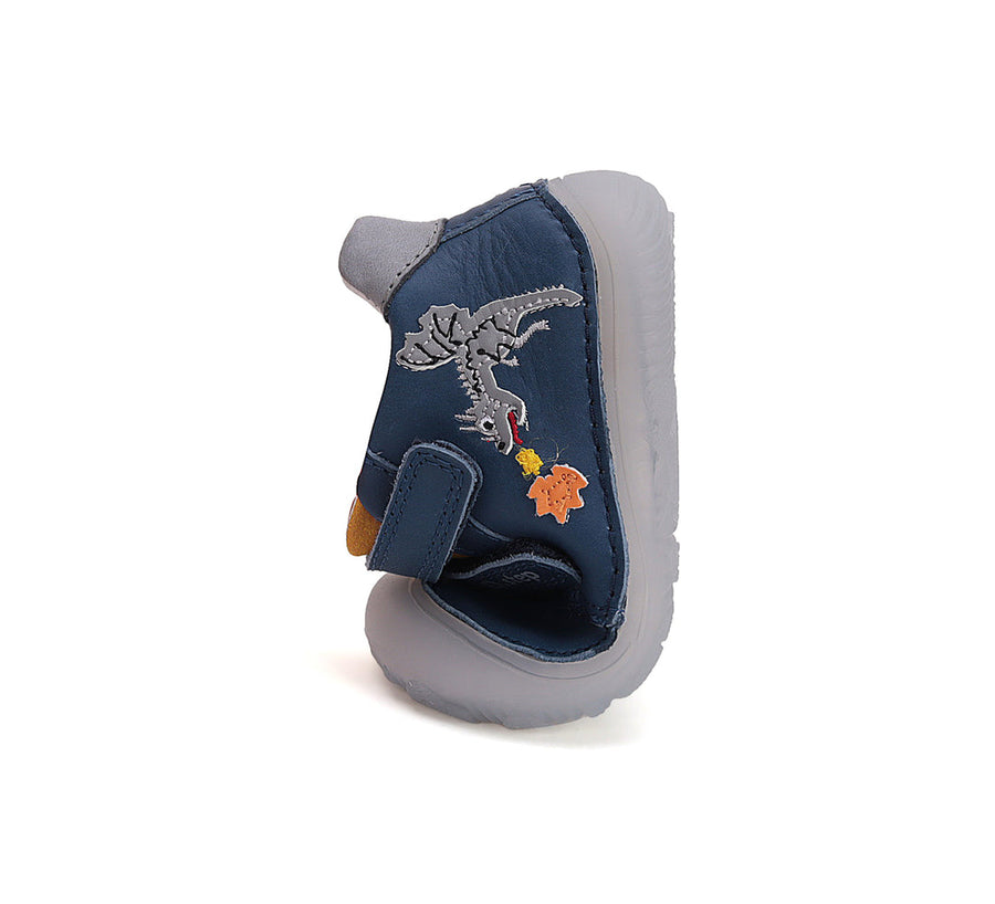 D.D.step boys / first steps/leather shoes with Dragon detail in Bermuda Blue (S073-51696A)