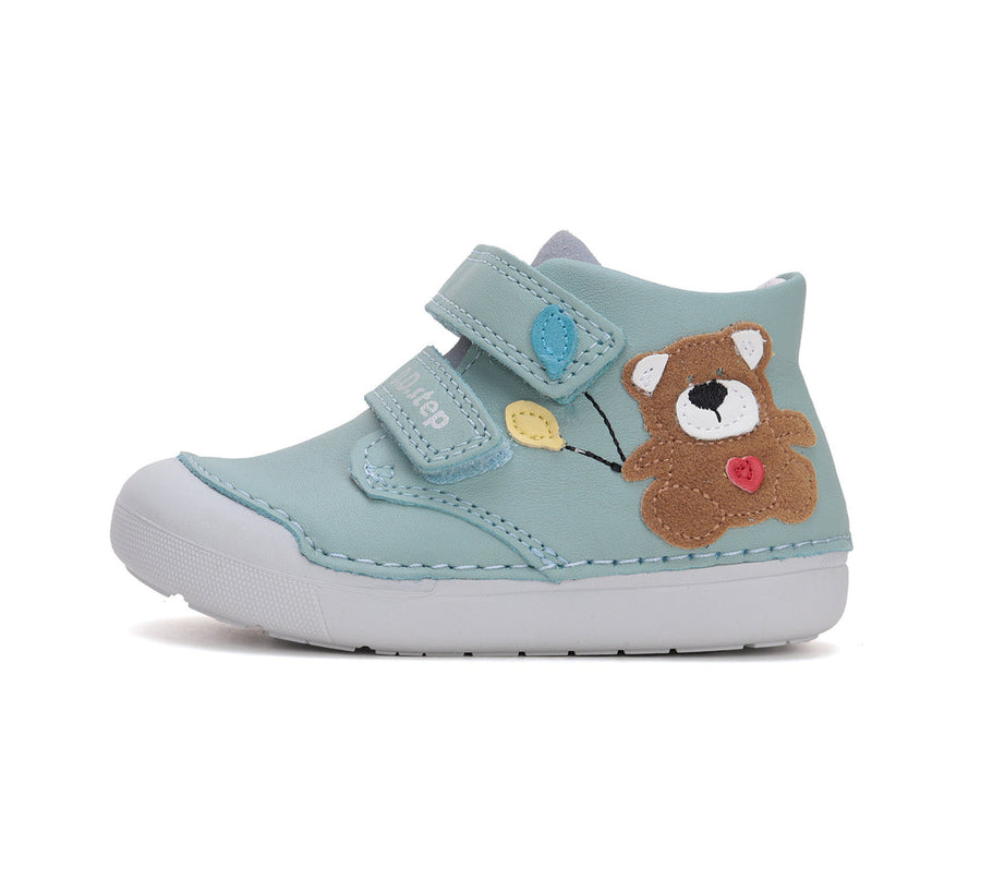 D.D.step boys first steps/ leather shoes with teddy detail Sea Green S066-51917B