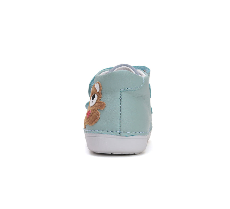 D.D.step boys first steps/ leather shoes with teddy detail Sea Green S066-51917B