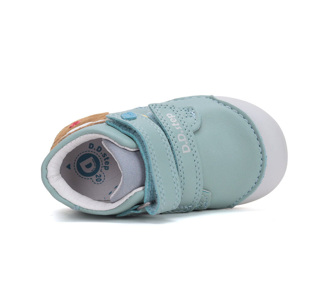 D.D.step boys first steps/ leather shoes with teddy detail Sea Green S066-51917B