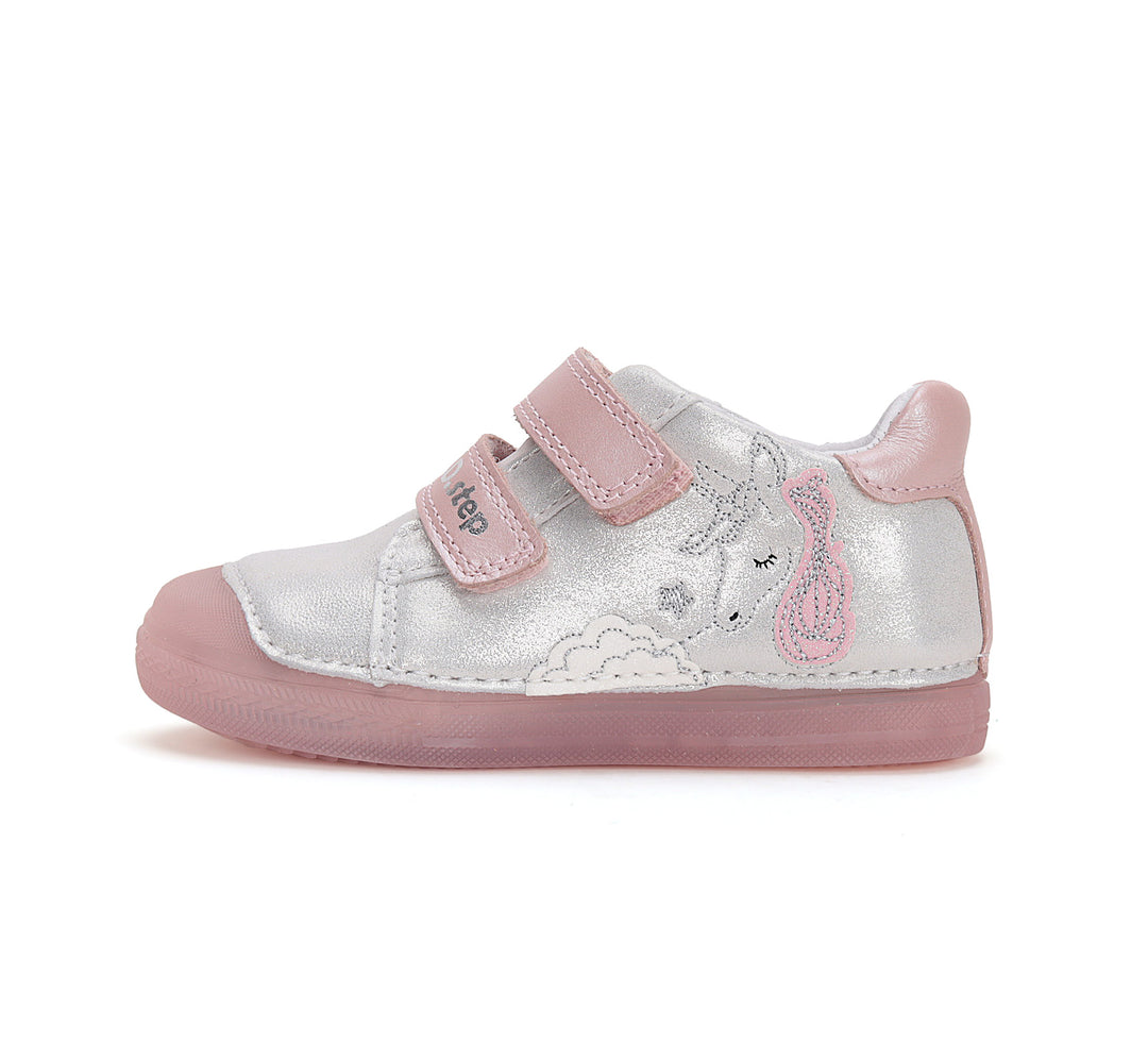 D.D.step girls leather shoes /unicorn detail/ Silver S049-51250
