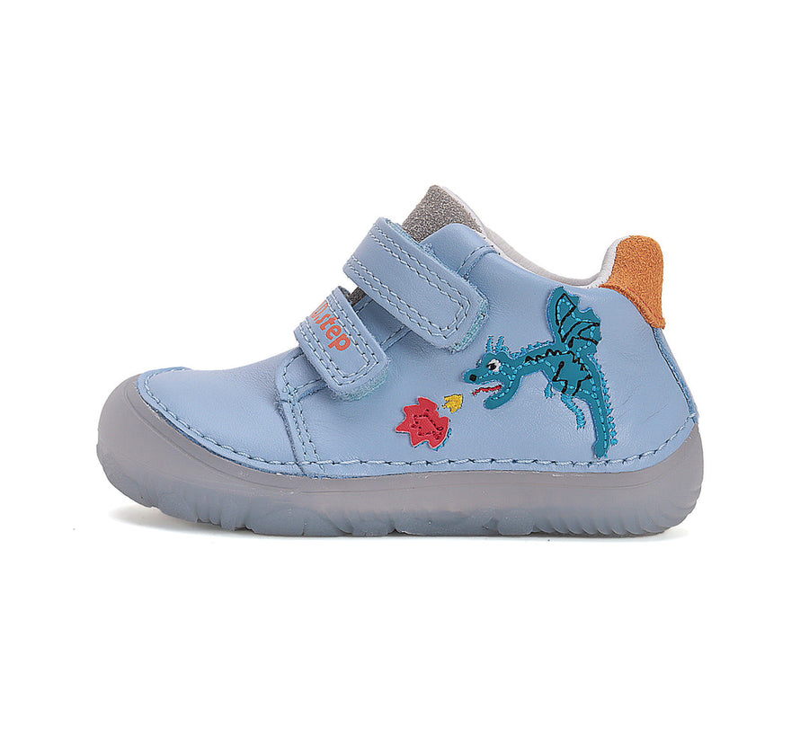 D.D.step boys / first steps/ barefoot leather shoes with Dragon detail in Sky Blue (S073-51696)