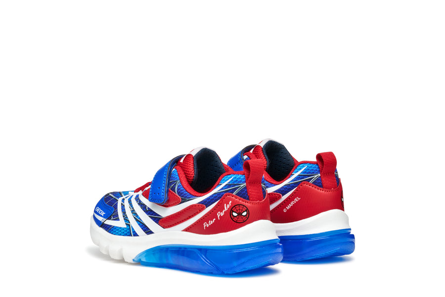 GEOX Ciberdron Junior Marvel/Spiderman boys sneakers with lights/Royal/Red J55LBH C0833