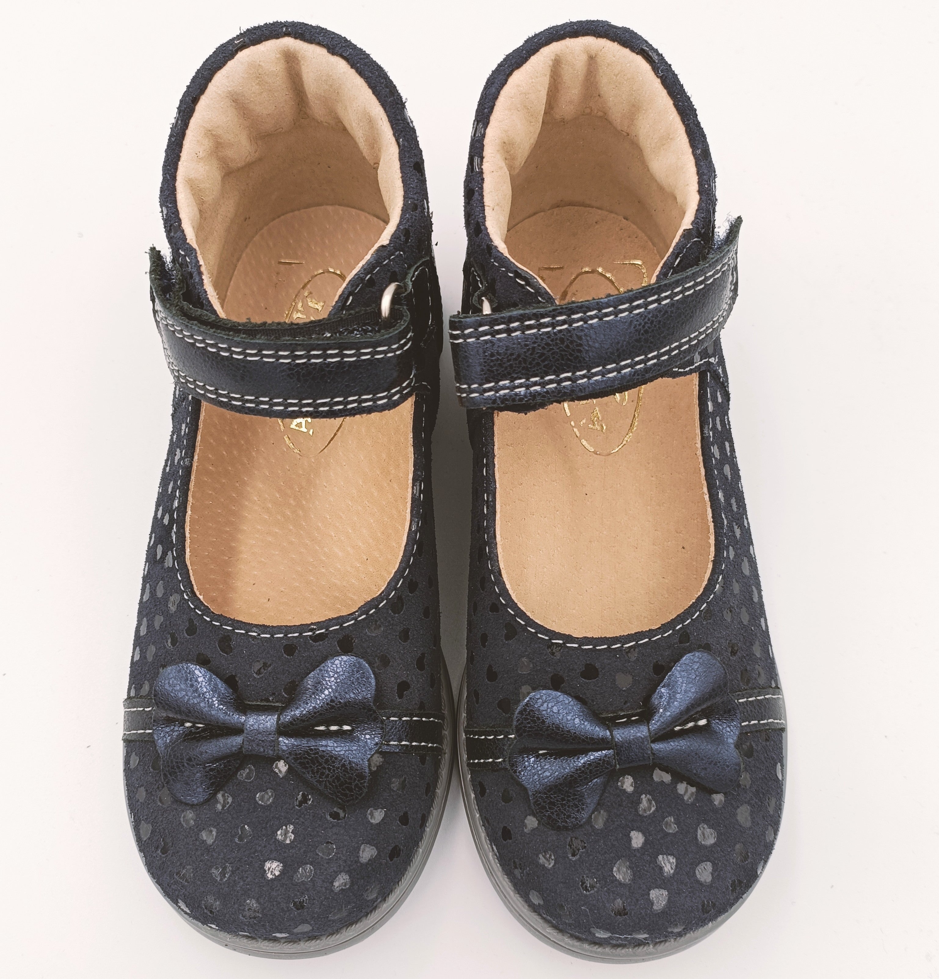 Ani-But prophylactic leather ballerinas with Thomas heel /Navy, bow detail_4276.jpg