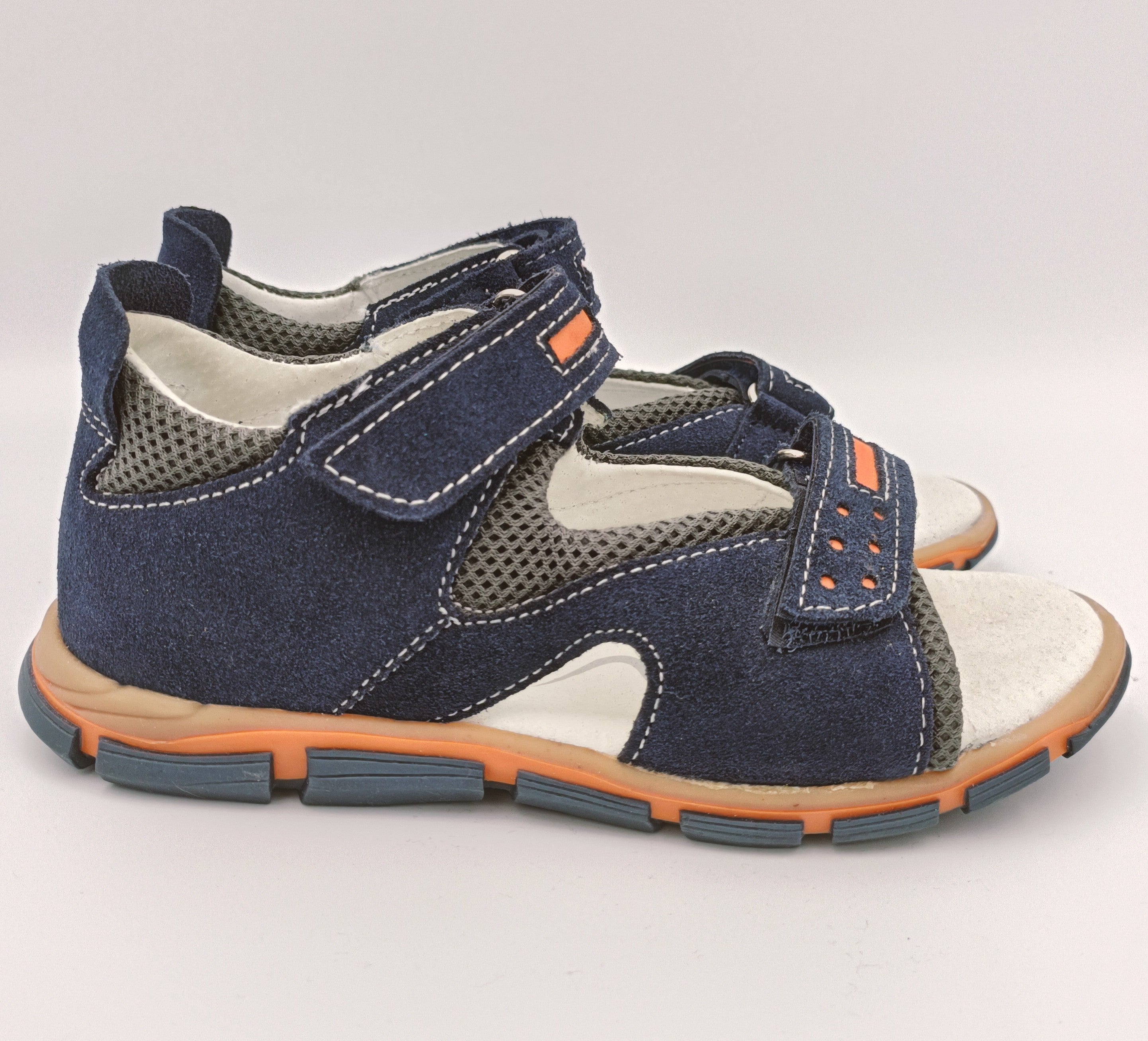 RenBut Boys leather sandals in Navy/Orange_3831.jpg