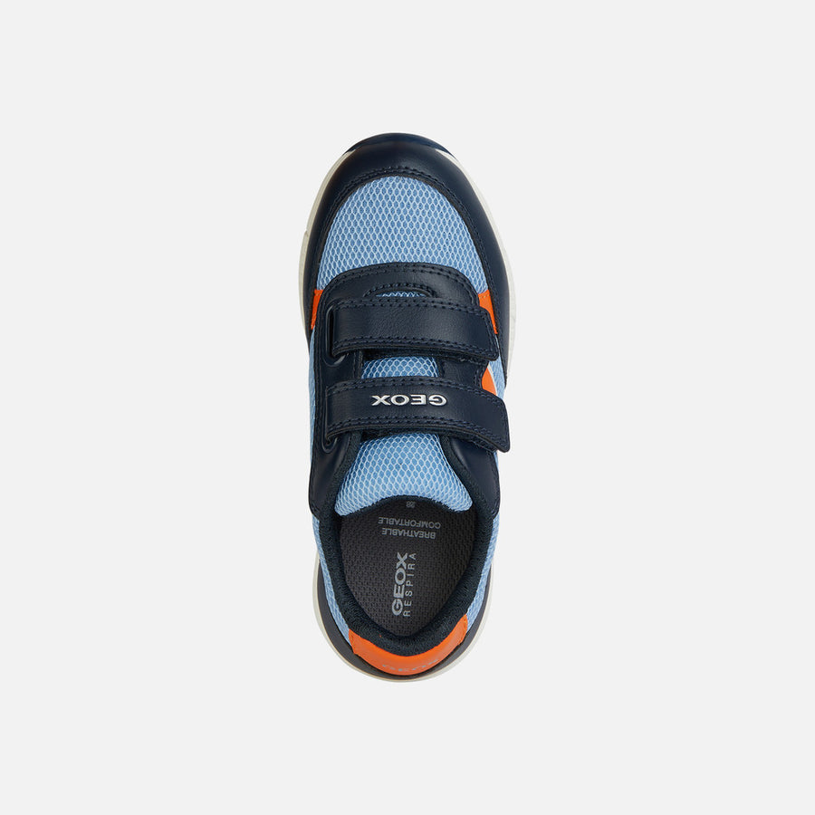 GEOX boys Velcro shoes/ sneakers  Alben Boy Light Blue/Orange J459EC_3288.jpg