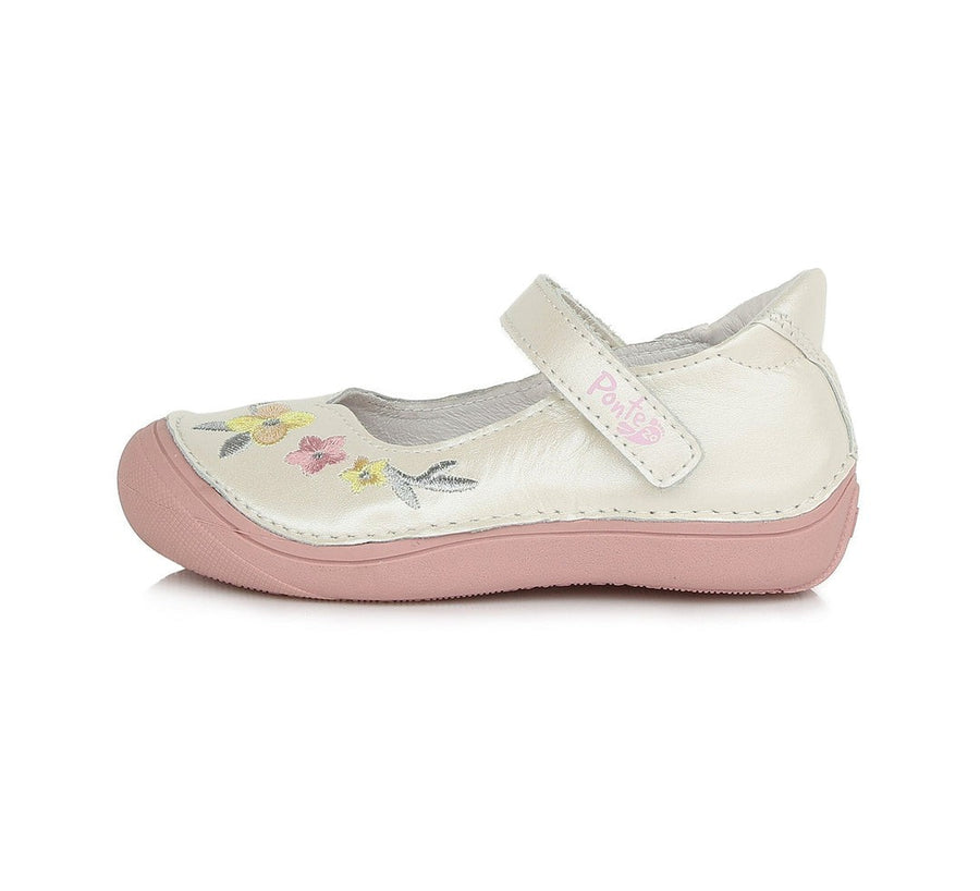 Ponte20 leather supinated ballerinas /White, flowers detail DA06-1-348A_101.jpg
