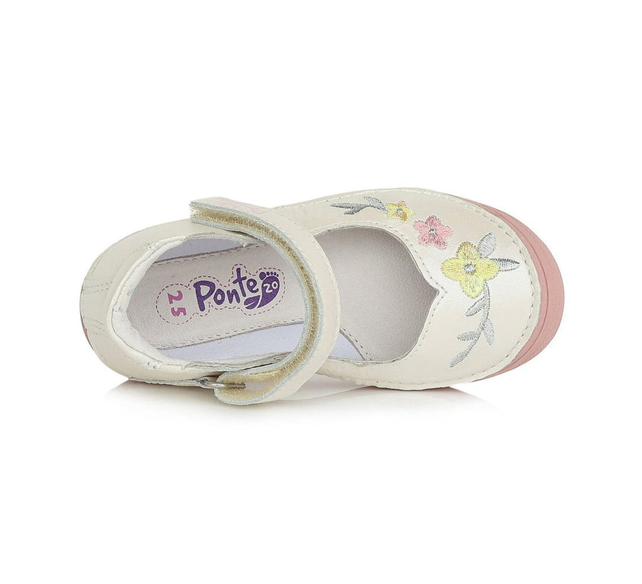 Ponte20 leather supinated ballerinas /White, flowers detail DA06-1-348A_104.jpg