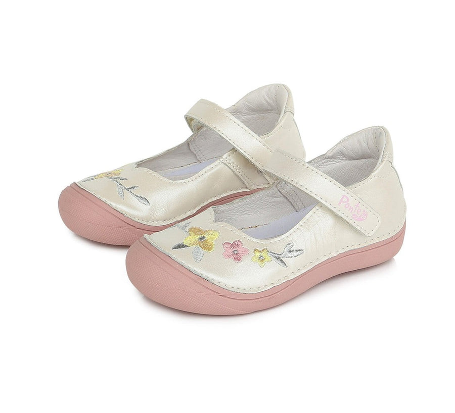 Ponte20 leather supinated ballerinas /White, flowers detail DA06-1-348A_106.jpg