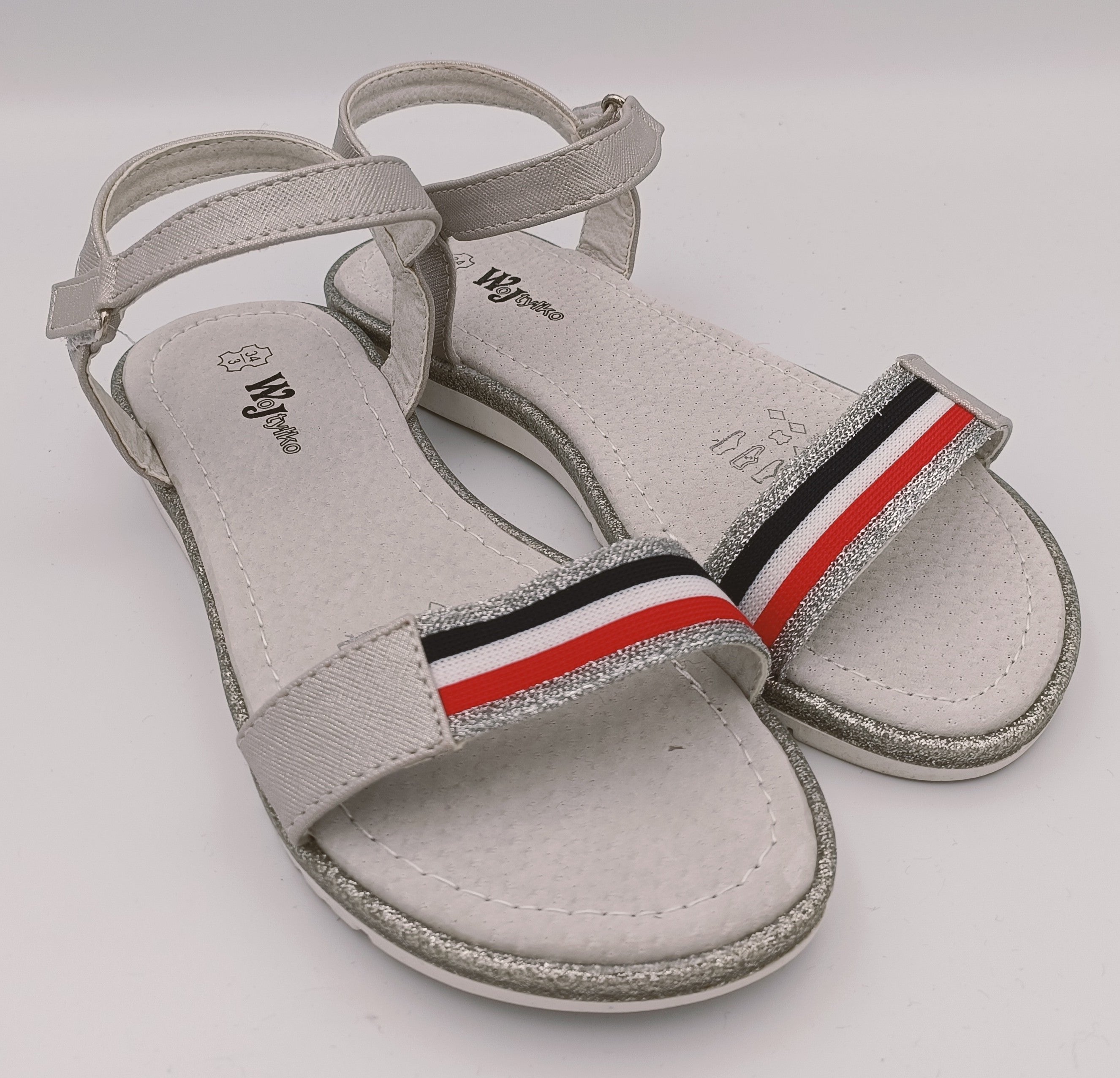 Wojtylko, girls leather sandals / White, glitter_3846.jpg