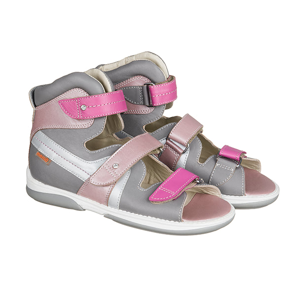 Memo girls leather sandals /diagnostic sole /colour Grey - pink, IRIS 3JD_3433.jpg