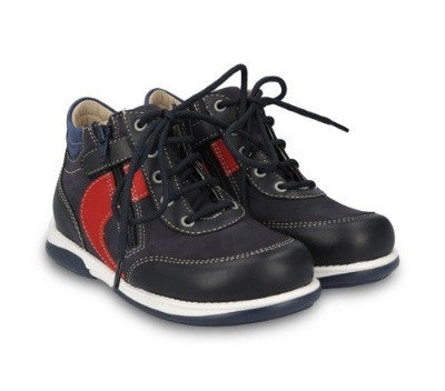 Memo boys Toddlers + Junior leather boots /diagnostic sole /colour Navy blue - red, TOBI 3DA_4156.jpg