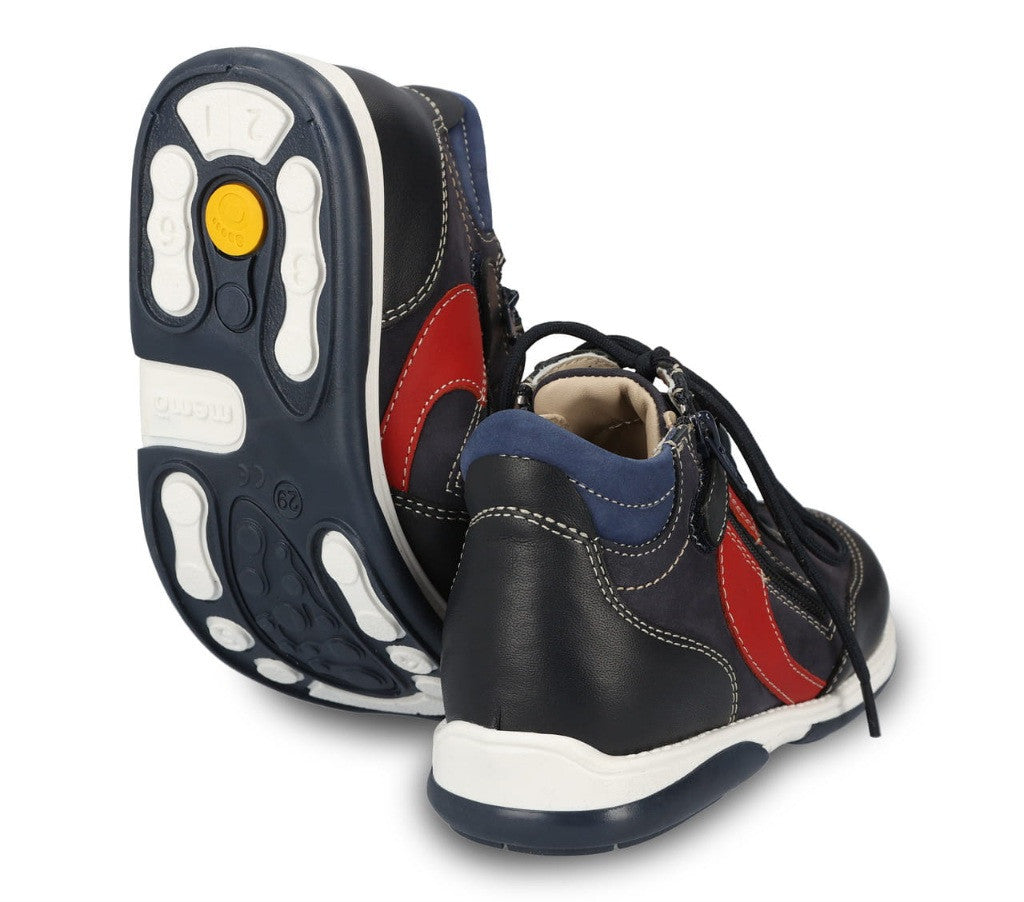 Memo boys Toddlers + Junior leather boots /diagnostic sole /colour Navy blue - red, TOBI 3DA_4157.jpg