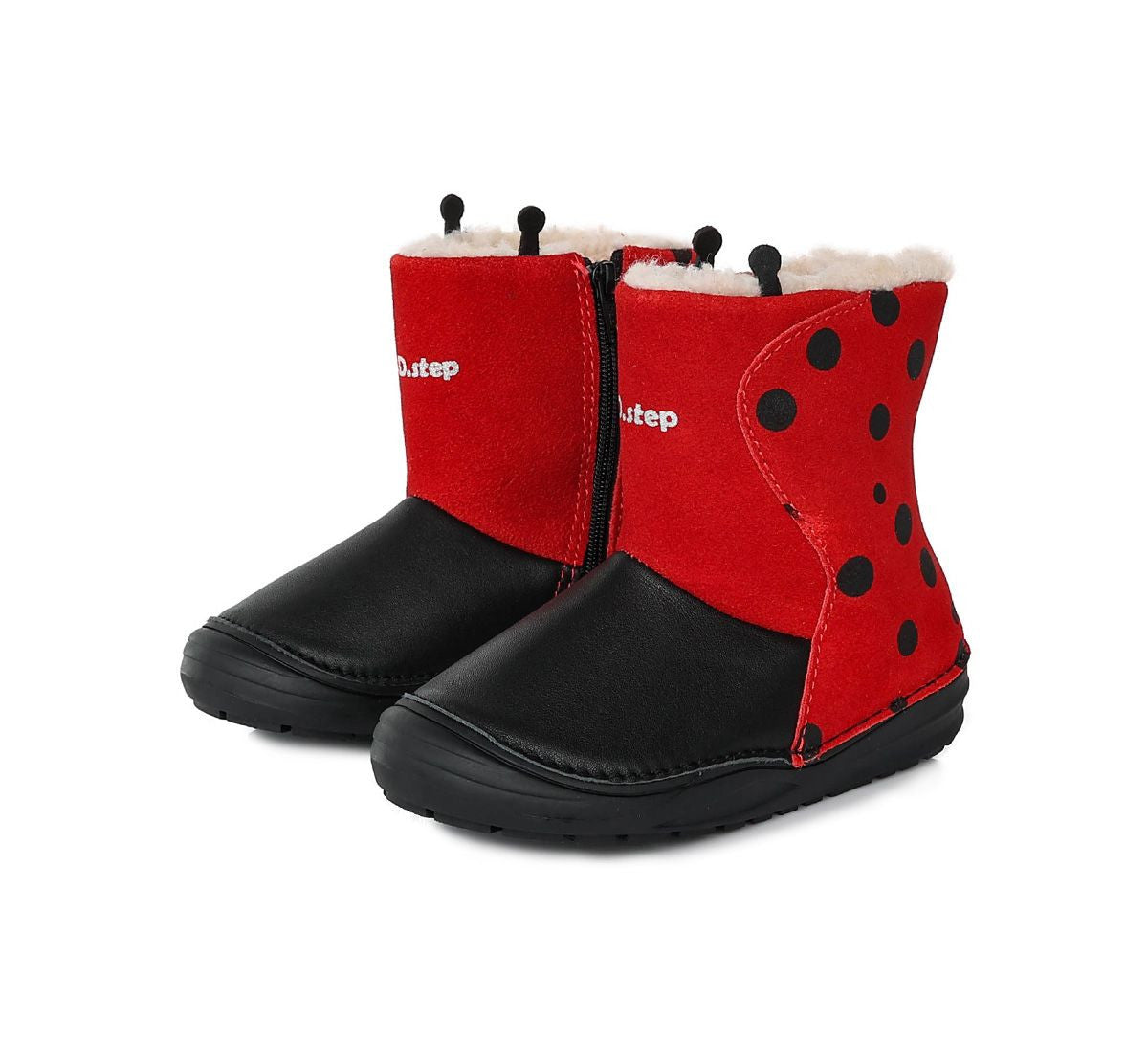 D.D.step girls leather boots/ warm lining/ ladybug W071-369_2450.jpg