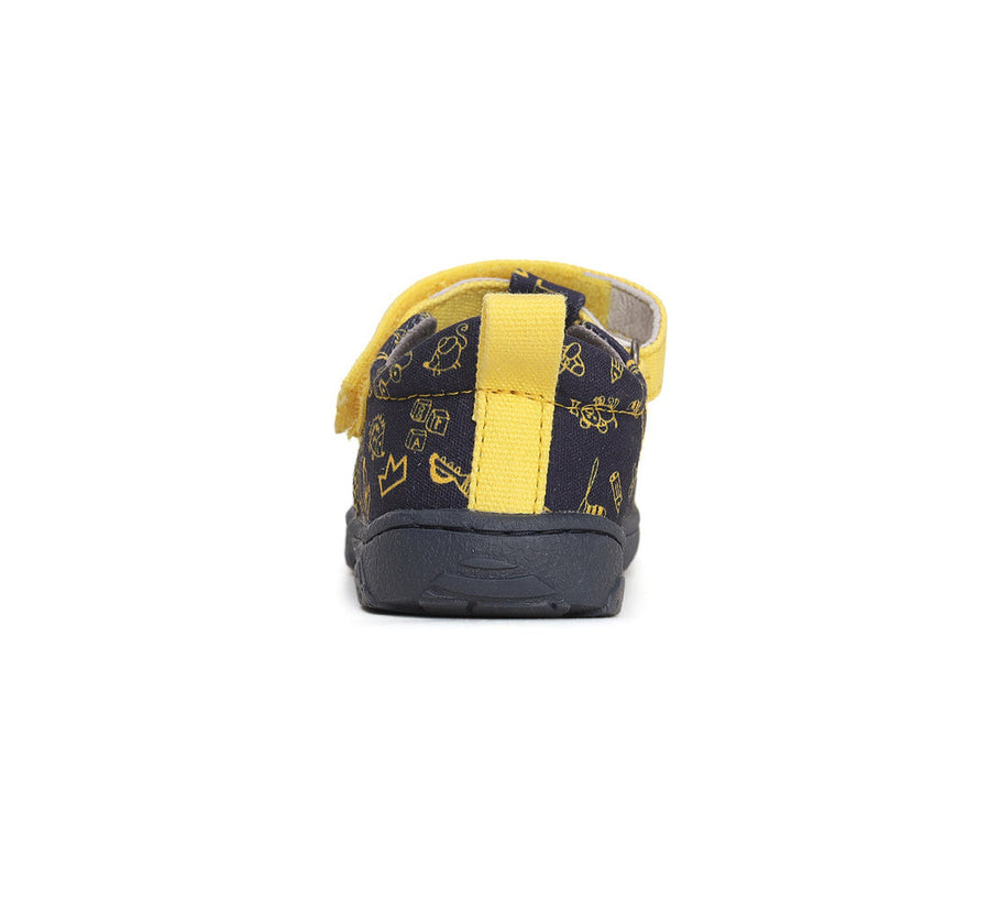 D.D.step boys barefoot/ first steps sandals canvas/ yellow print C077-41418B_3445.jpg