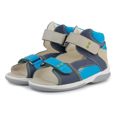 Memo boys leather sandals /diagnostic sole /colour Blue/Navy Blue Monacco 1Da