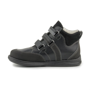 MEMO boys Toddlers + Junior leather boots /diagnostic sole /colour Czarny Black, POLO JUNIOR 3LY