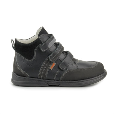MEMO boys Toddlers + Junior leather boots /diagnostic sole /colour Czarny Black, POLO JUNIOR 3LY