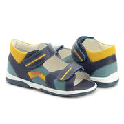Memo Boys leather sandals /diagnostic sole /colour Blue /Yellow Denver 3CH