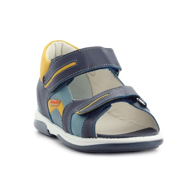 Memo Boys leather sandals /diagnostic sole /colour Blue /Yellow Denver 3CH