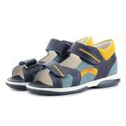 Memo Boys leather sandals /diagnostic sole /colour Blue /Yellow Denver 3CH