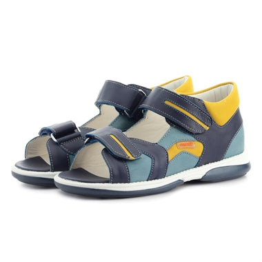 Memo Boys leather sandals /diagnostic sole /colour Blue /Yellow Denver 3CH