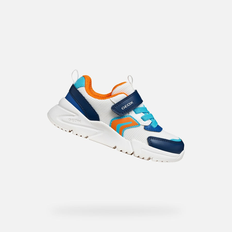 GEOX J LOFTUS A, Boys sneakers, breathable sole, White/Orange (J55MQB  01454  C1343)