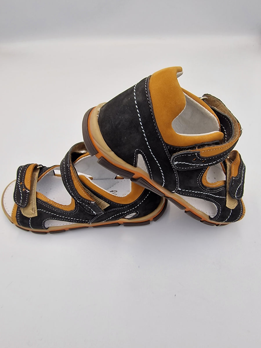 Jamet boys sandal with arch support dark grey/yellow/320
