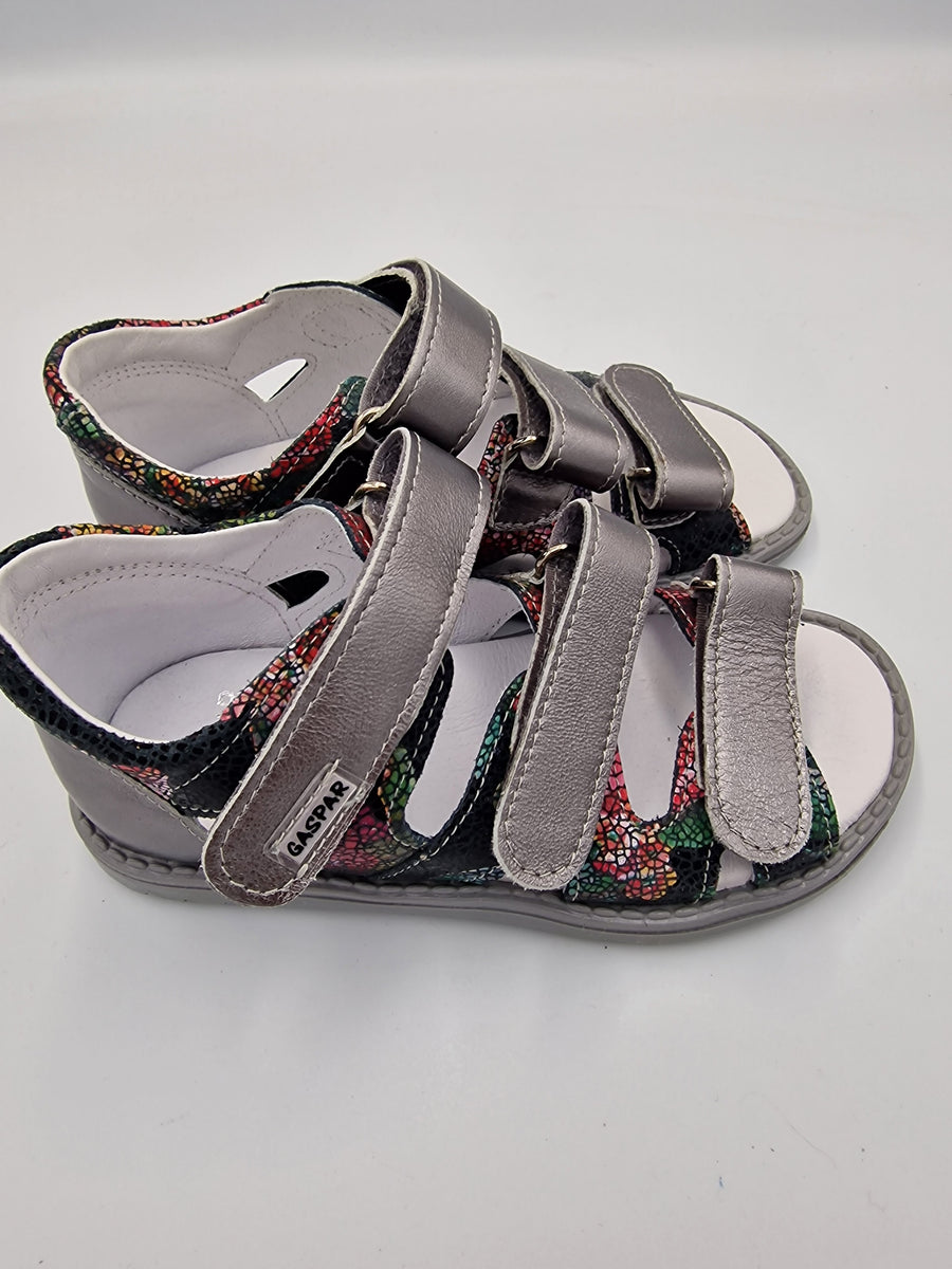 Gaspar girls sandal with arch support mosaic rose/silver (030/130)