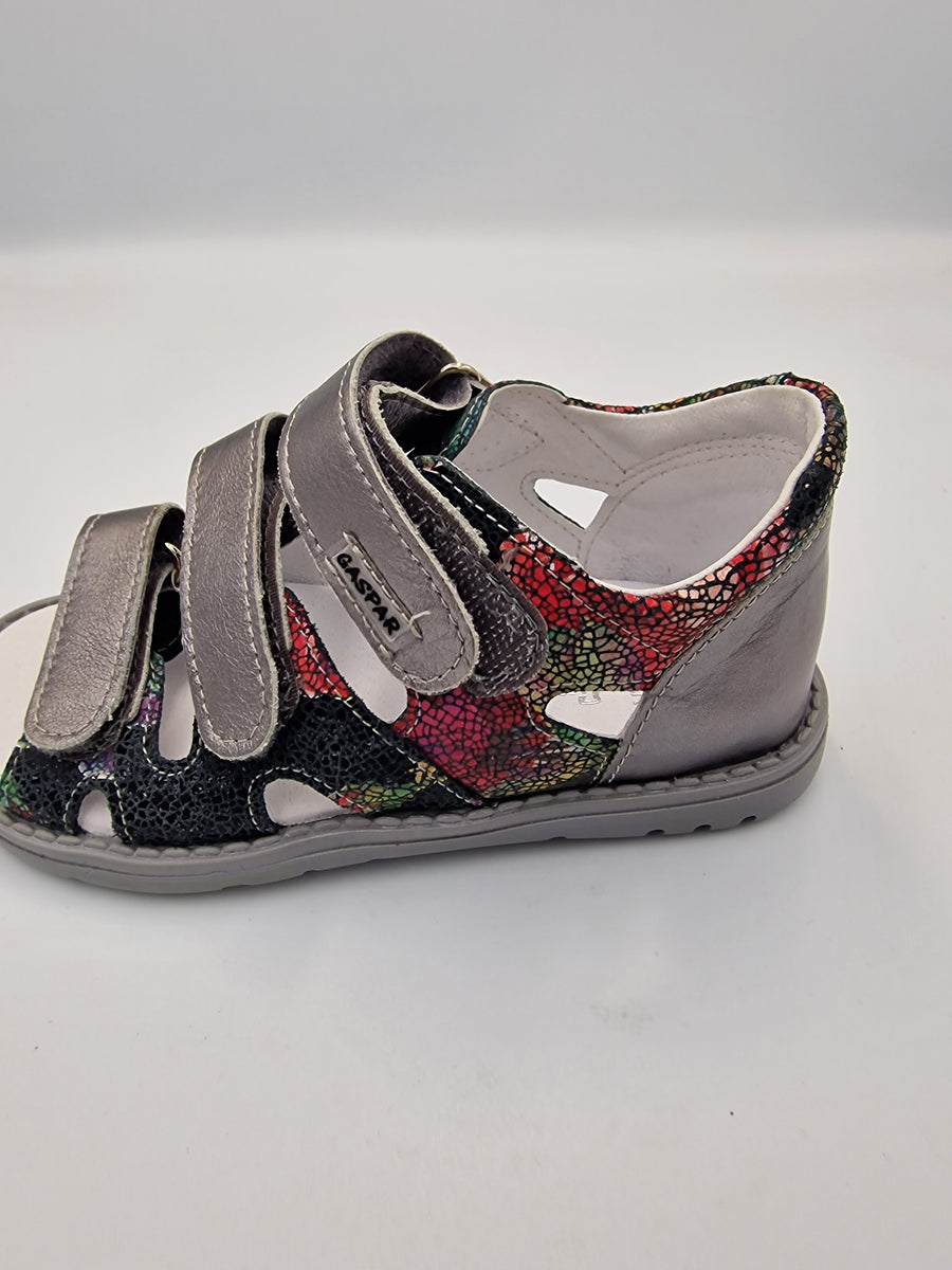 Gaspar girls sandal with arch support mosaic rose/silver (030/130)
