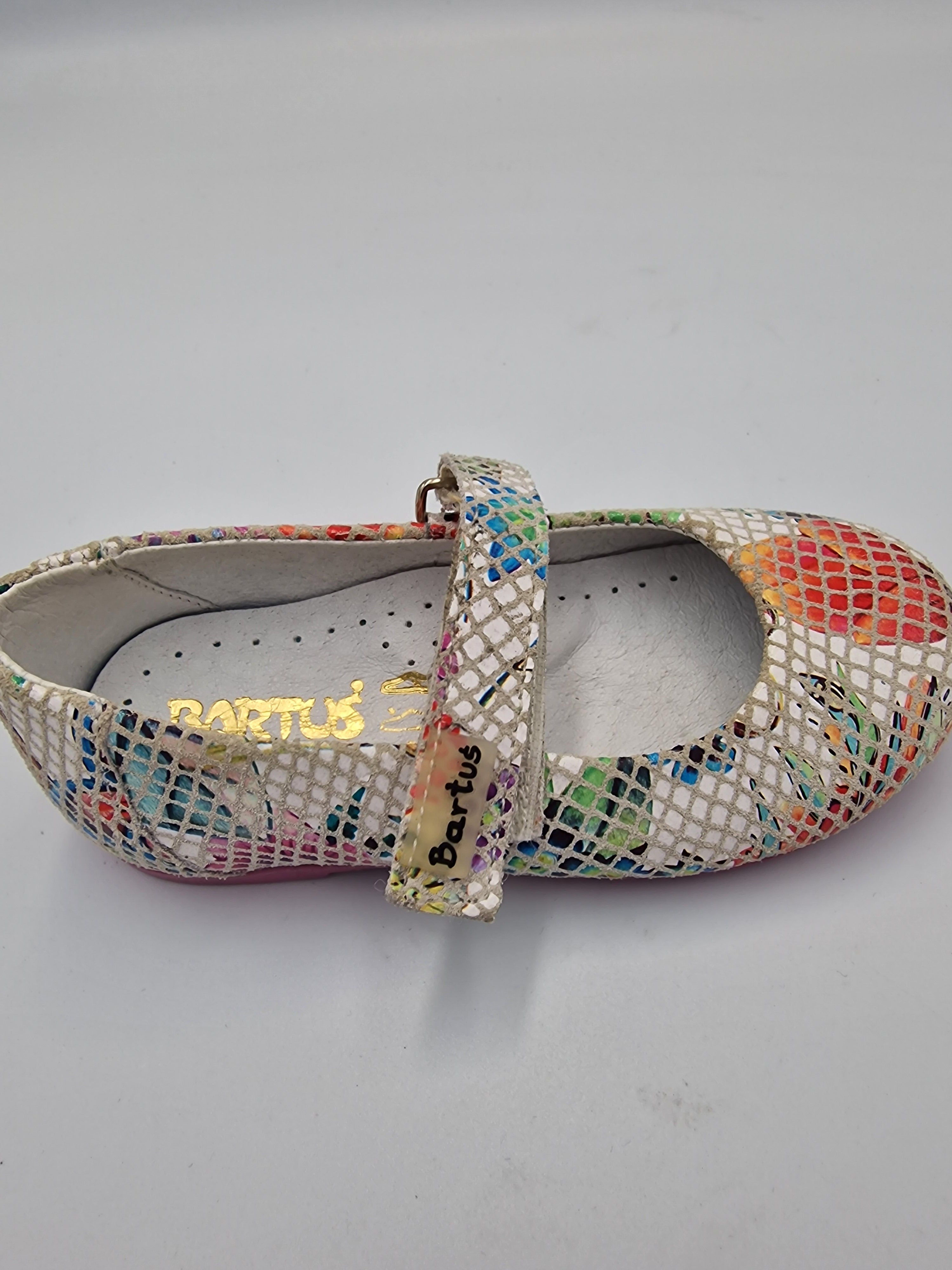 Bartus girls ballerinas with ARCH SUPPORT mosaic white 124/P