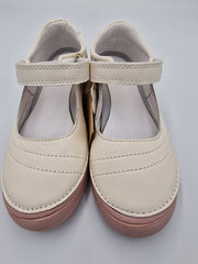 D.D.step girls barefoot leather ballerinas / Cream H078-51579A