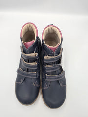 Ani-But girls prophylactic boots with Thomas heel /Navy, berry, brown sole with three strap 232
