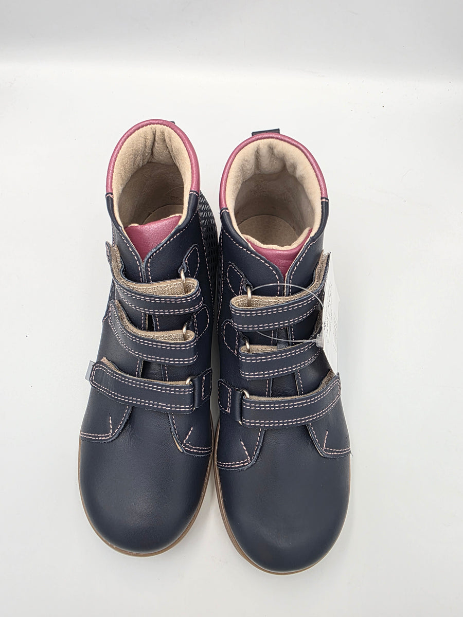 Ani-But girls prophylactic boots with Thomas heel /Navy, berry, brown sole with three strap 232