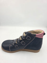 Ani-But girls prophylactic boots with Thomas heel /Navy, berry, brown sole with three strap 232