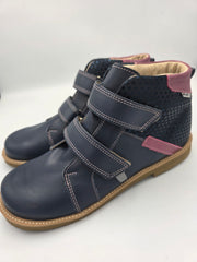 Ani-But girls prophylactic boots with Thomas heel /Navy, berry, dual colour sole with double strap 232
